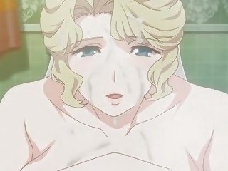 Blondinė anime su masinis krūtys trina