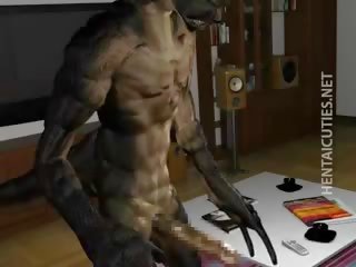 3D Hentai deity Gives BJ To An Alien