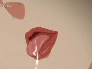 Niewinny anime lassie pieprzy duży putz między cycki i cipa usta