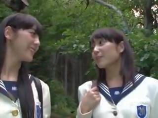 Japanilainen av lesbot koulutytöt, vapaa likainen klipsi 7b