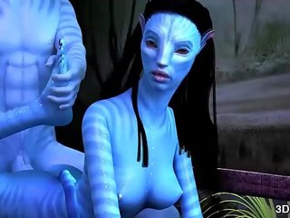 Avatar 蜂蜜 肛交 性交 由 巨大 蓝色 刺