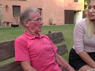 Blonde super ass anal fucked by lascivious grandpa