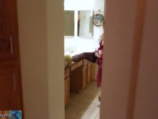 Stepmom launches for bed while stepson watches and masturbates until he is caught and she lets him put it in