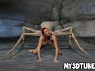 תלת ממדים ג'ינג'ית enchantress מקבל מזוין על ידי an חייזר spider